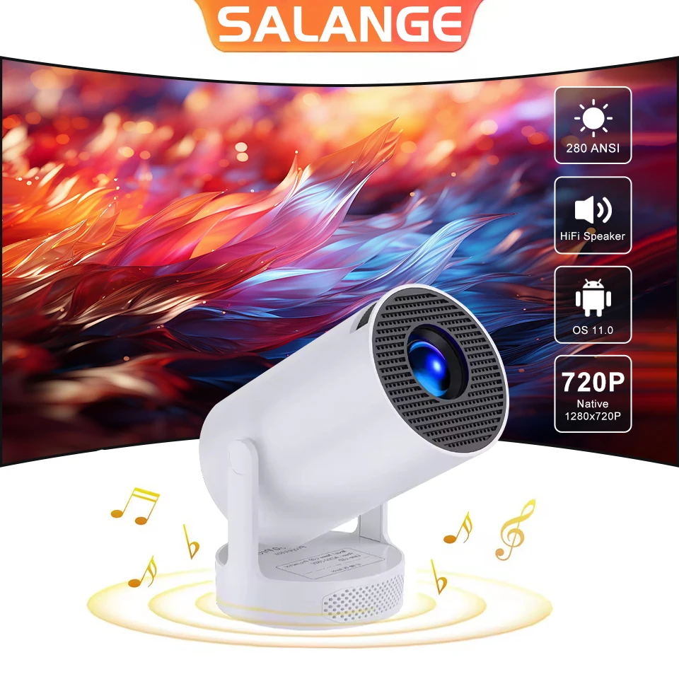 

Salange HY300 Ultra Android11.0 4K 720P Portable Projector WiFi6 BT5.4 Outdoor Home Theater Auto Keystone 2025 Update HY300 Pro+