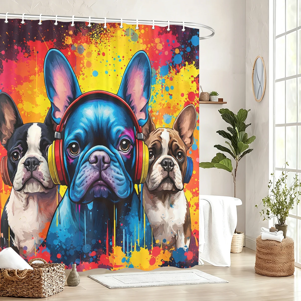

Яркие полиэстеровые шторки для душа с художественным принтом — стильный декор для ванной комнаты с креативными дизайнами персонажей, животных и музыкальных нот.