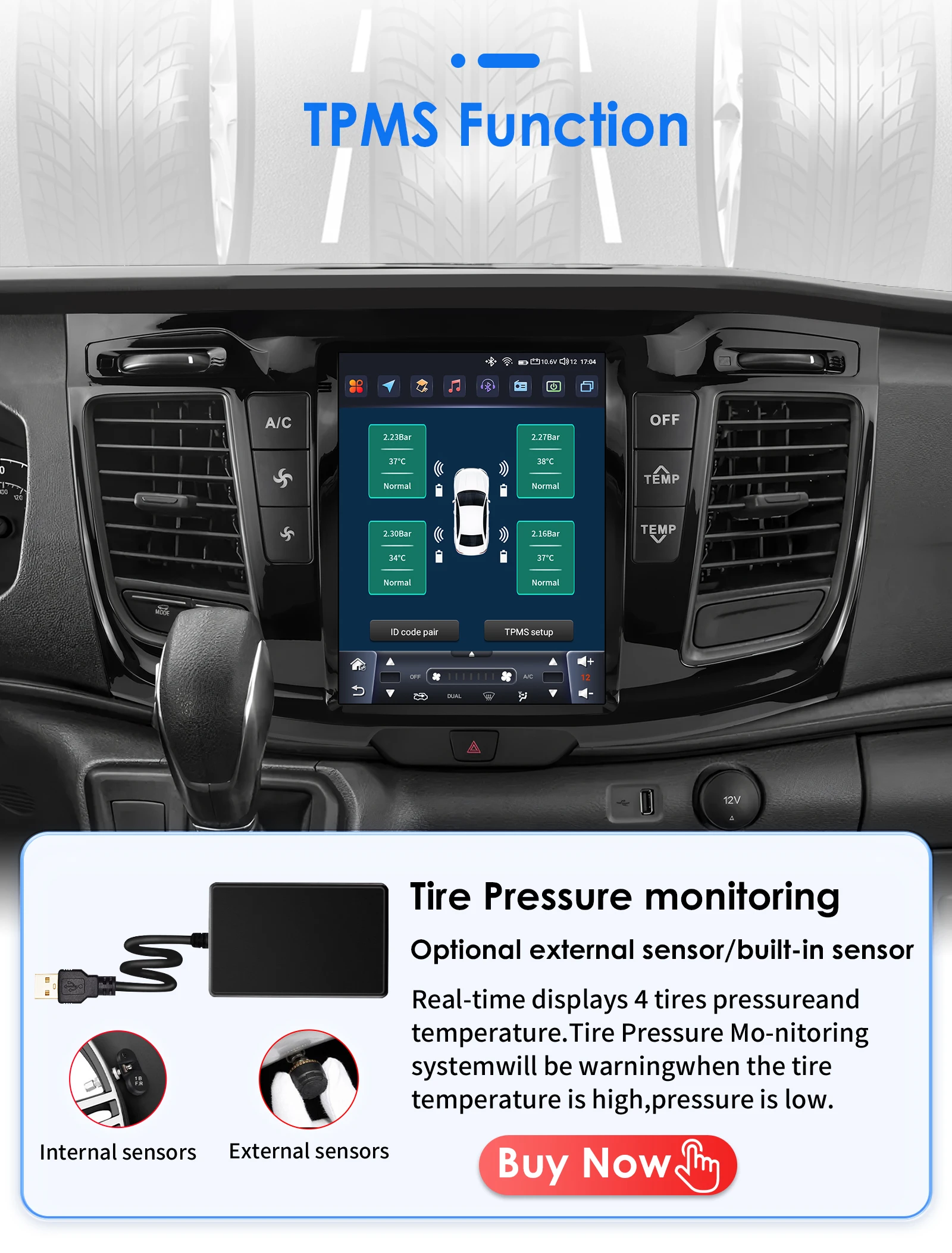 Hizpo Android 14 Auto Stereo Auto GPS Für FORD Transit 2021 2022 2023 Porträt Touchscreen Carplay 4G Wifi RDS Bluetooth 9,7" – Detail 32