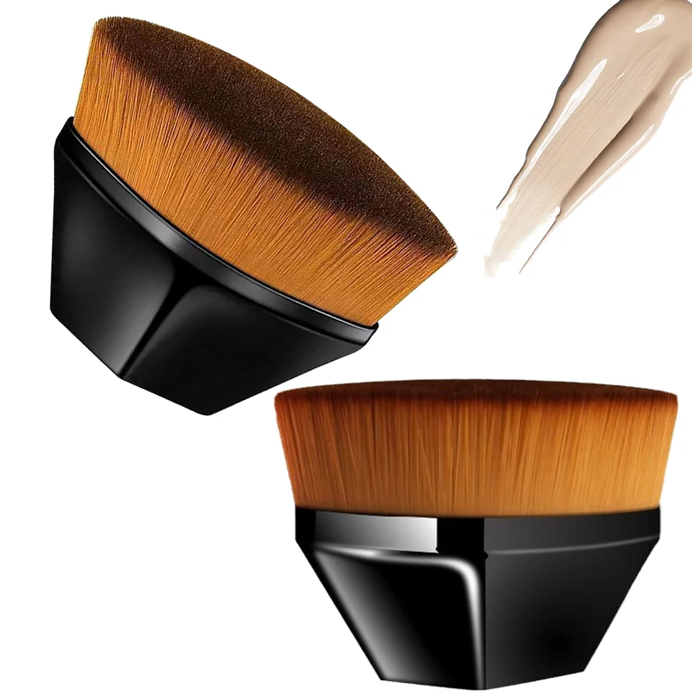 Foundation Makeup Brushes Flat Top Face Blush Powder Puff Cosmetics Tools For Blending Liquid Fast Flawless Makeup Application