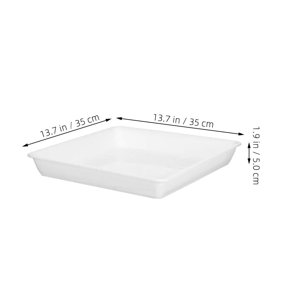 2 قطعة صينية وعاء الزهور المربعة 13.76 بوصة طبق نباتات بلاستيكي لحديقة بونساي العصارة قاعدة تصريف المياه الأبيض