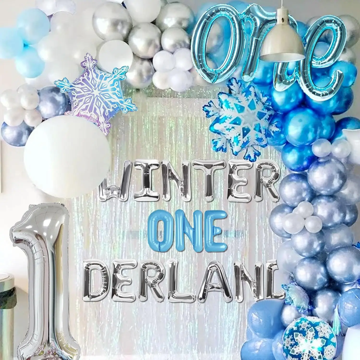 LaVenty Winter Onederland Decoração de primeiro aniversário Floco de neve Pano de fundo para festa de primeiro aniversário