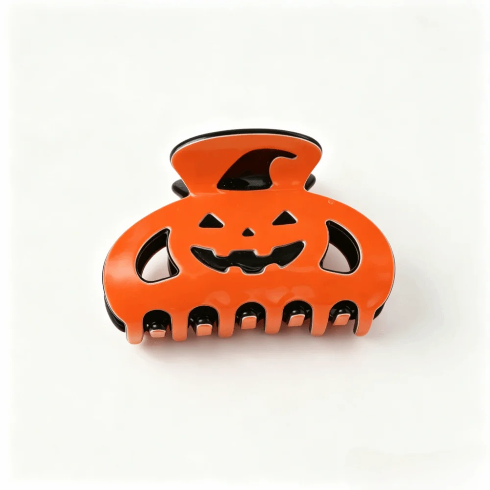 Non Slip Grip Halloween Hair Claws Orange Color Cute Style Pumpkin Hair Clips Durable Materia Funny Design