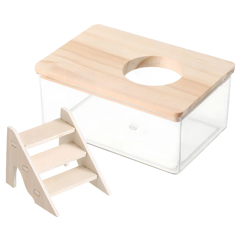 

Hamster Bathroom Sand Bath Container Multifunctional Cage Accessories Ladder Dust Bathing Pet Supplies Resting Box Easy