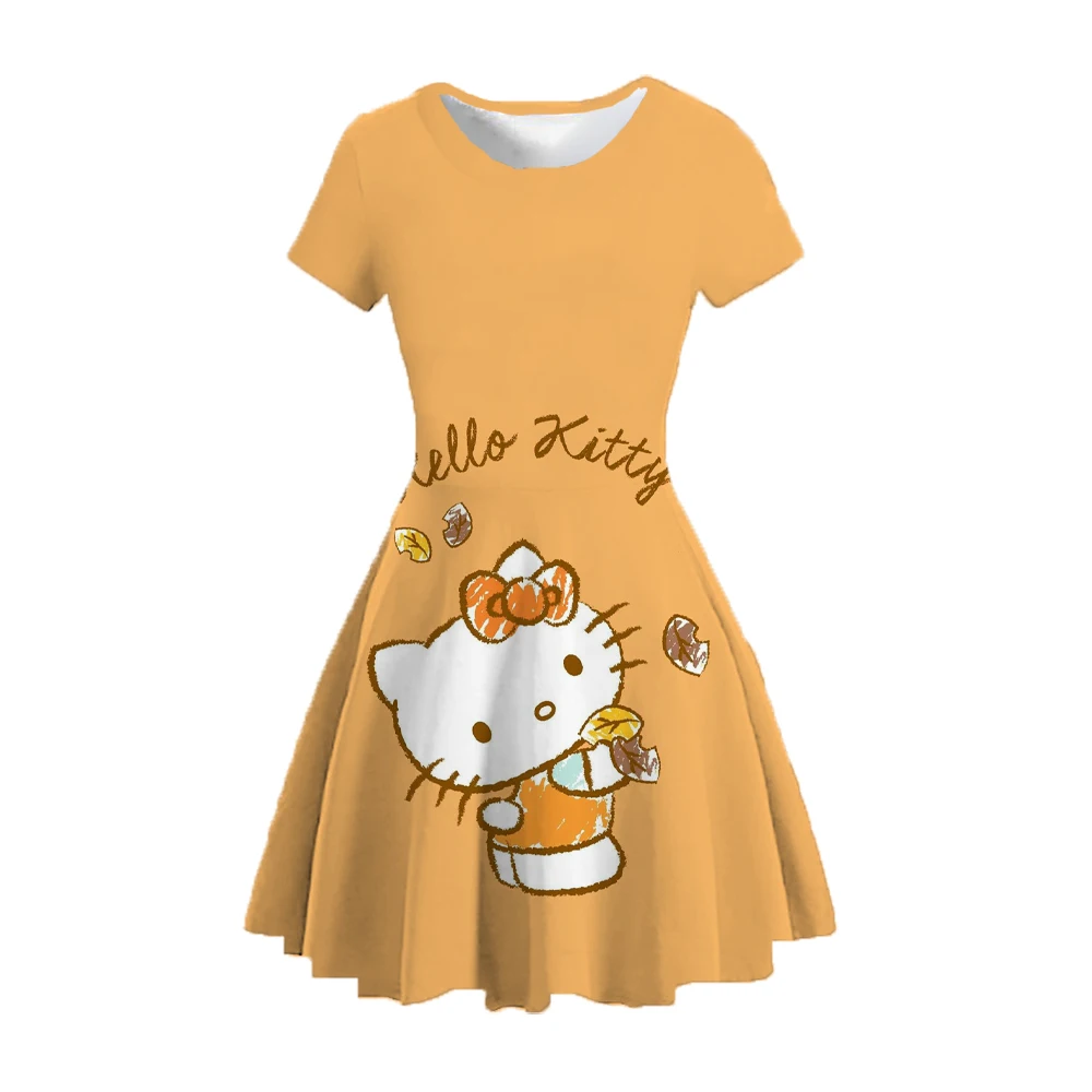 Sanrio Cat Cat Series Printed Cartoon Character Cute Casual Cassents Comfortable Performing Waist Slim Children's Princess Skirt