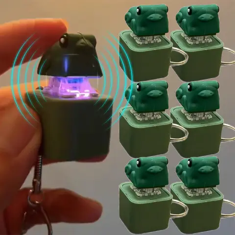 Funny Croaking Frog Keychain Rechargeable Frog Keyboard Fidget Clicker Frog Sound Key Chains with LED Light for Stress Relief