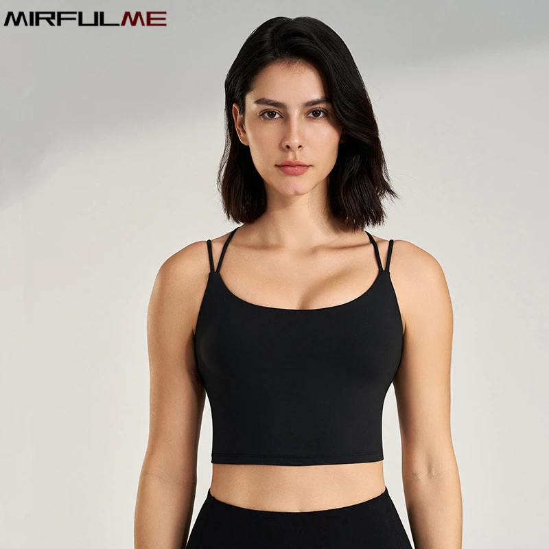 Women Sport Bras Shockproof Gathered Yoga Bra Breathable Padded Running Tank Top Girls Wide Hem Cross Strap Gym Fitness Vest Bra