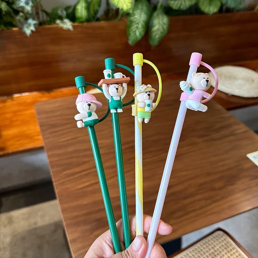 1PC Cute Silicone Straw Plug Reusable Airtight Drinking Dust Cap Cartoon Plugs Tips Cover for 6-8mm Straws