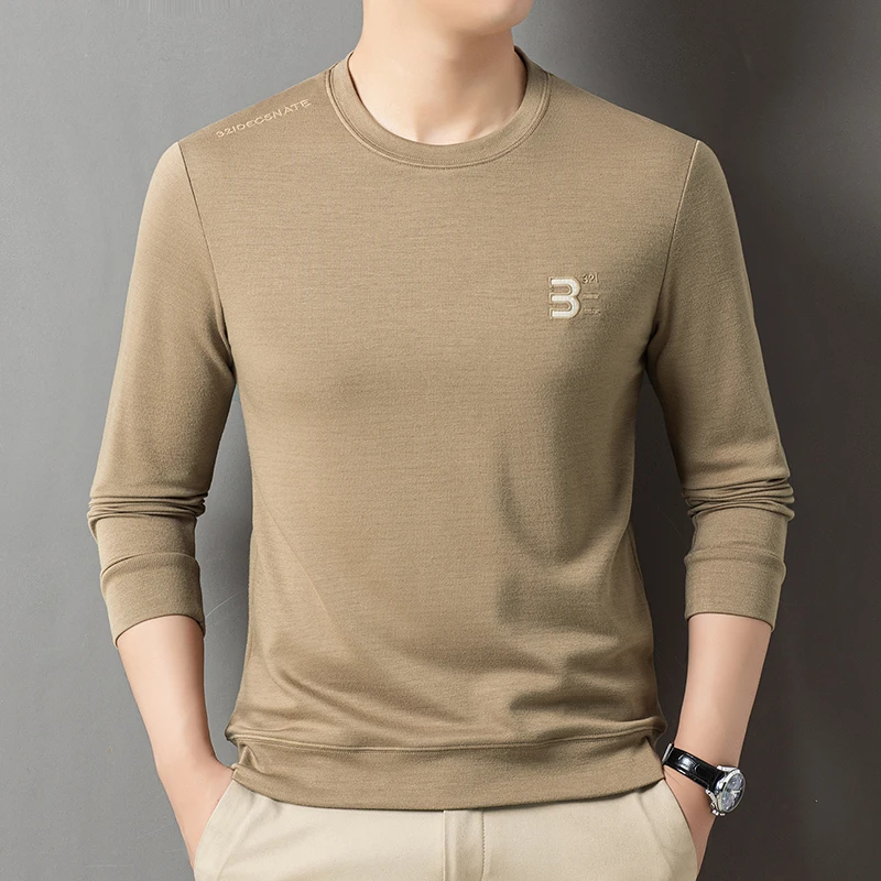 

New Hoodie with Wool Long Sleeved Sweatshirt for Men's Autumn and Winter New Embroidered Fashionable Versatile Top Base Sweater