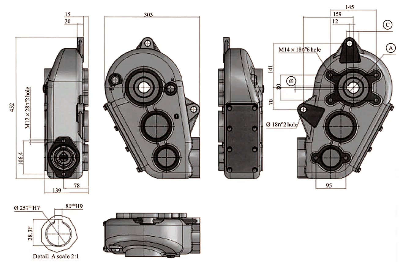 Cast Iron KRT300 Reduction Gearbox, High Torque Reducer Gear Box For Hydraulic Motor Application