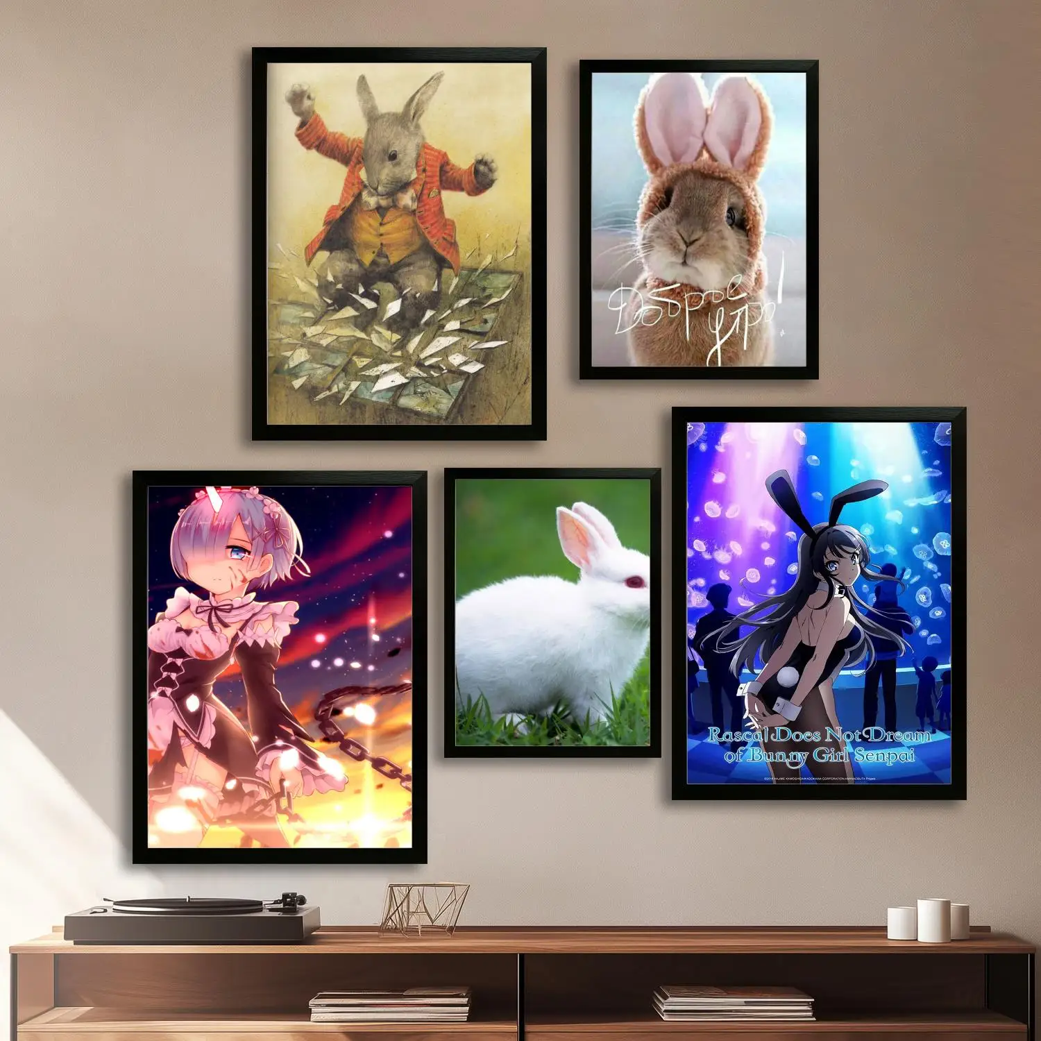 Rem Bunny Холст Художественный постер и настенное искусство, печать с изображением, современный семейный декор для спальни, постеры, декоративная живопись