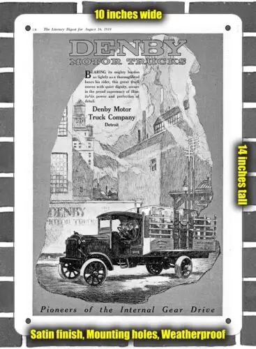 Metal Sign - 1919 Denby Motor Trucks- 10x14 inches