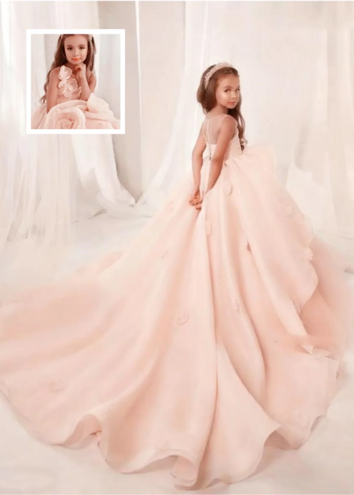 فستان سهرة للأميرة للأطفال الصغار والأطفال فستان فتاة الزهور مع زينة لحفلات أعياد الميلاد وحفلات الزفاف الأولى #1