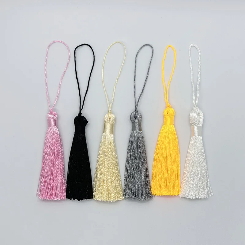 5pcs/10pcs 8cm Tassels Soft Elegant Handmade Silky Tassels with Cord Loop DIY Accessories for Bookmark Jewelry Making
