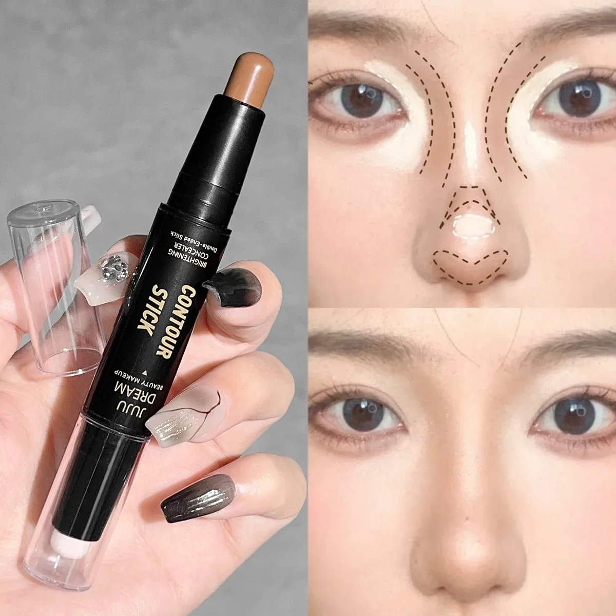 1pcs Double-ended dual-purpose high-light trimming stick  Long-Lasting  Waterproof for Medium Skin Tones for Return School
