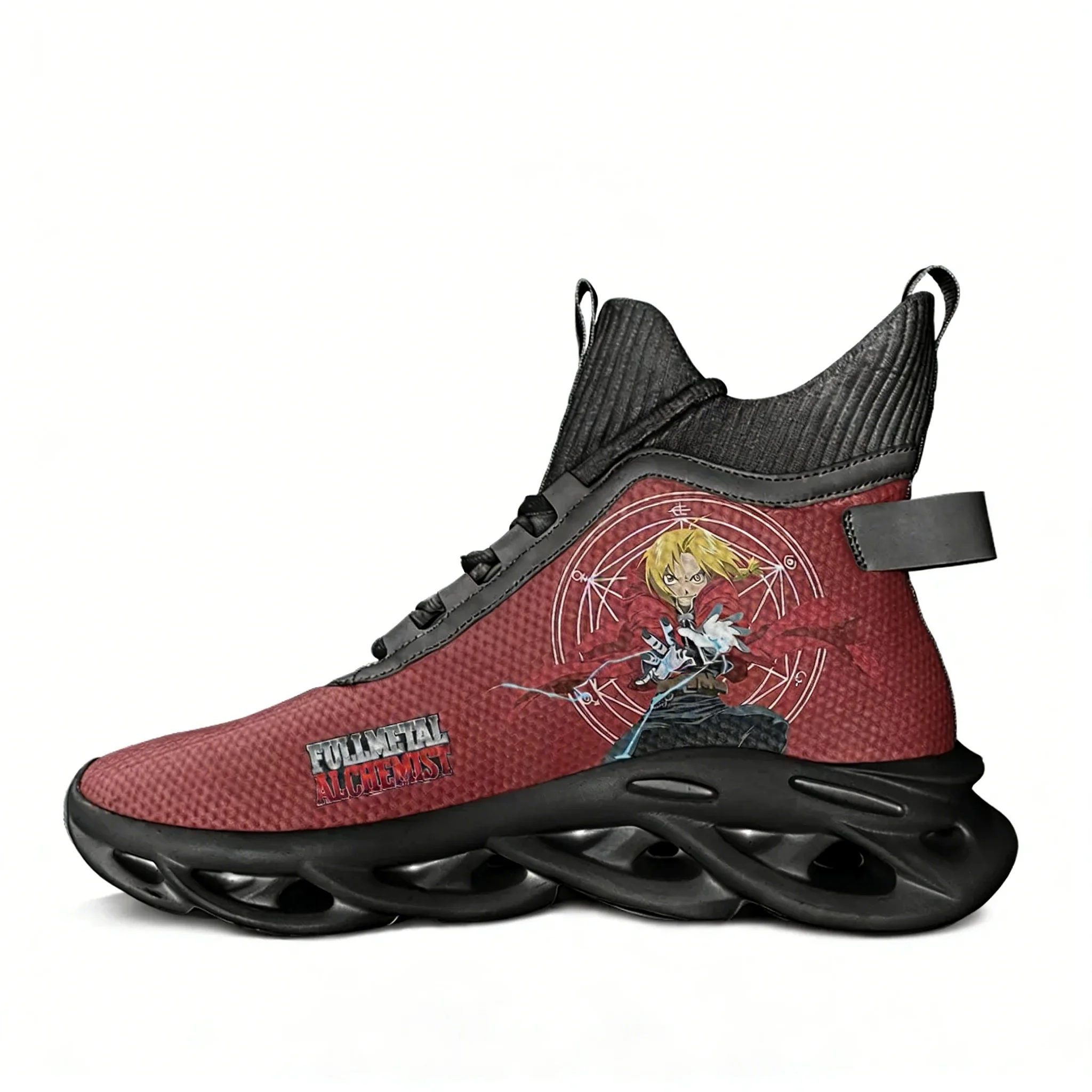 

Кроссовки Fullmetal Alchemist High Top Flats для мужчин и женщин, спортивная обувь высокого качества, кроссовки на шнуровке, сетчатая обувь, обувь на заказ