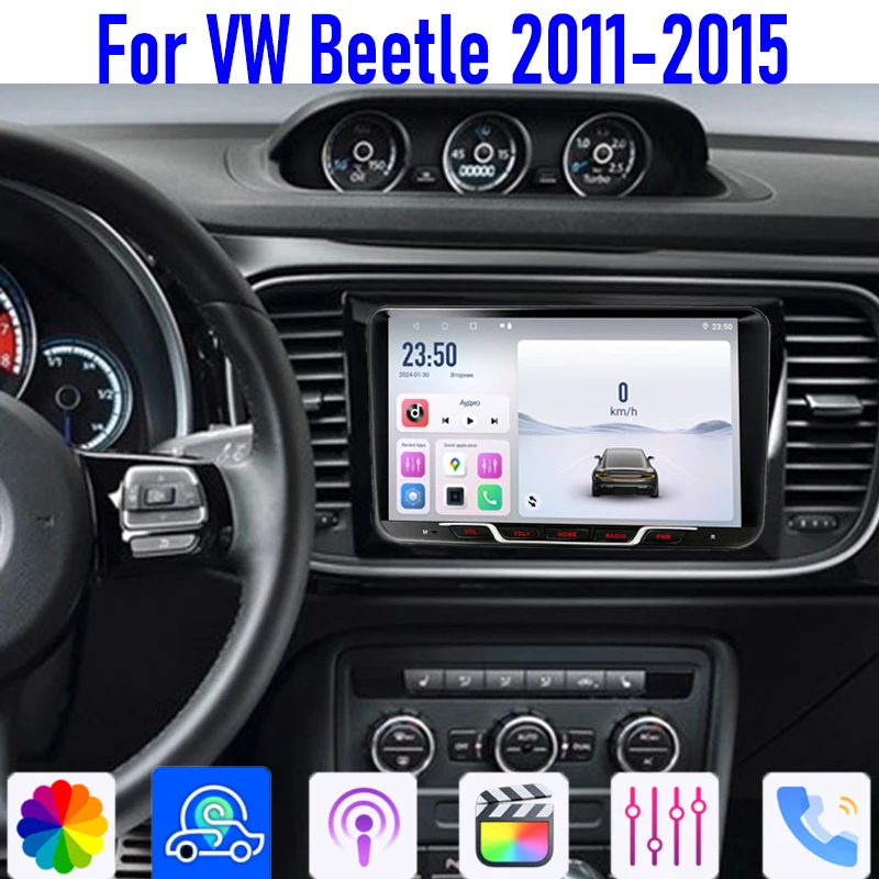 

GPS 9'' For VW Beetle 2011-2015 Car Radio Head Unit Wireless Carplay Apple Android 13 Auto Intelligent System Camera 64GB WIFI
