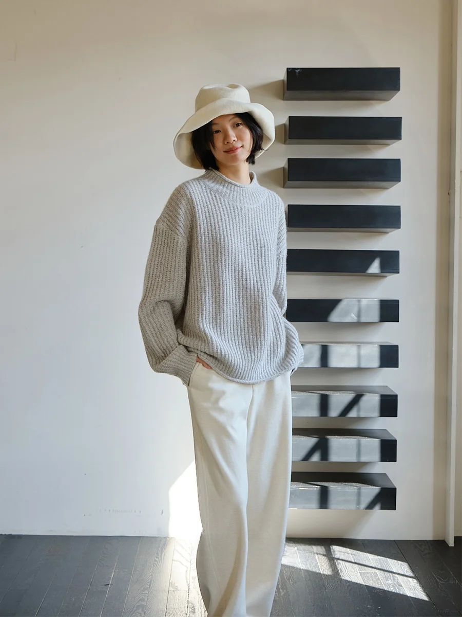 

Женская трикотажная кофта Whitecube с воротником-стойкой, длинными рукавами, утепленная, повседневная, средней длины, свободного кроя, для ежедневной носки