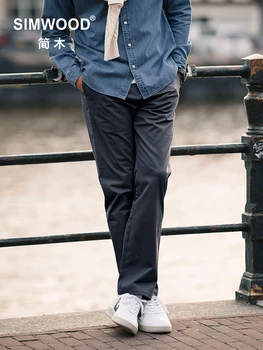 SIMWOOD 2025 Autumn New Regular Straight 270gsm Fabric Pants Men Casual Classical Chinos Trousers
