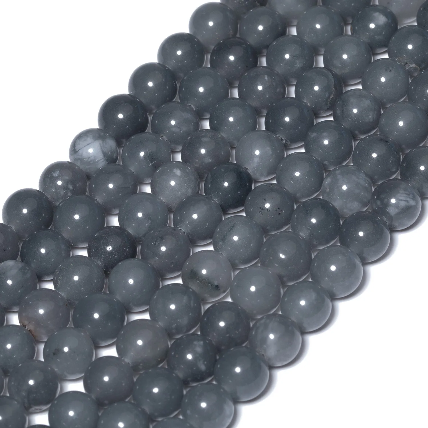 Natural Jades Stone Beads Gray Chalcedony Round Beads for DIY Bracelet Jewelry Making 15\