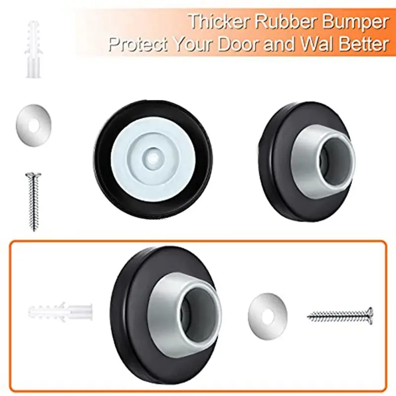 Tope de puerta de goma PORK, amortiguador silencioso de acero inoxidable montado en el suelo para puertas no magnéticas de vidrio, parachoques de puerta