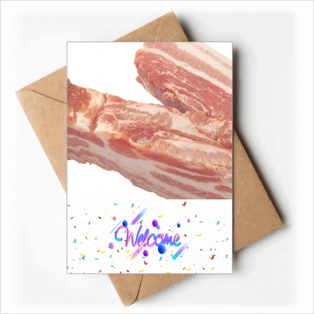 Fat Pork Raw Meat Food Texture Welcome Back Greeting Cards Envelopes Blank