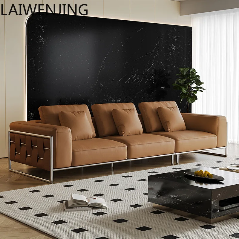 

SGF leather sofa Italian minimalist Nordic light luxury straight sofa