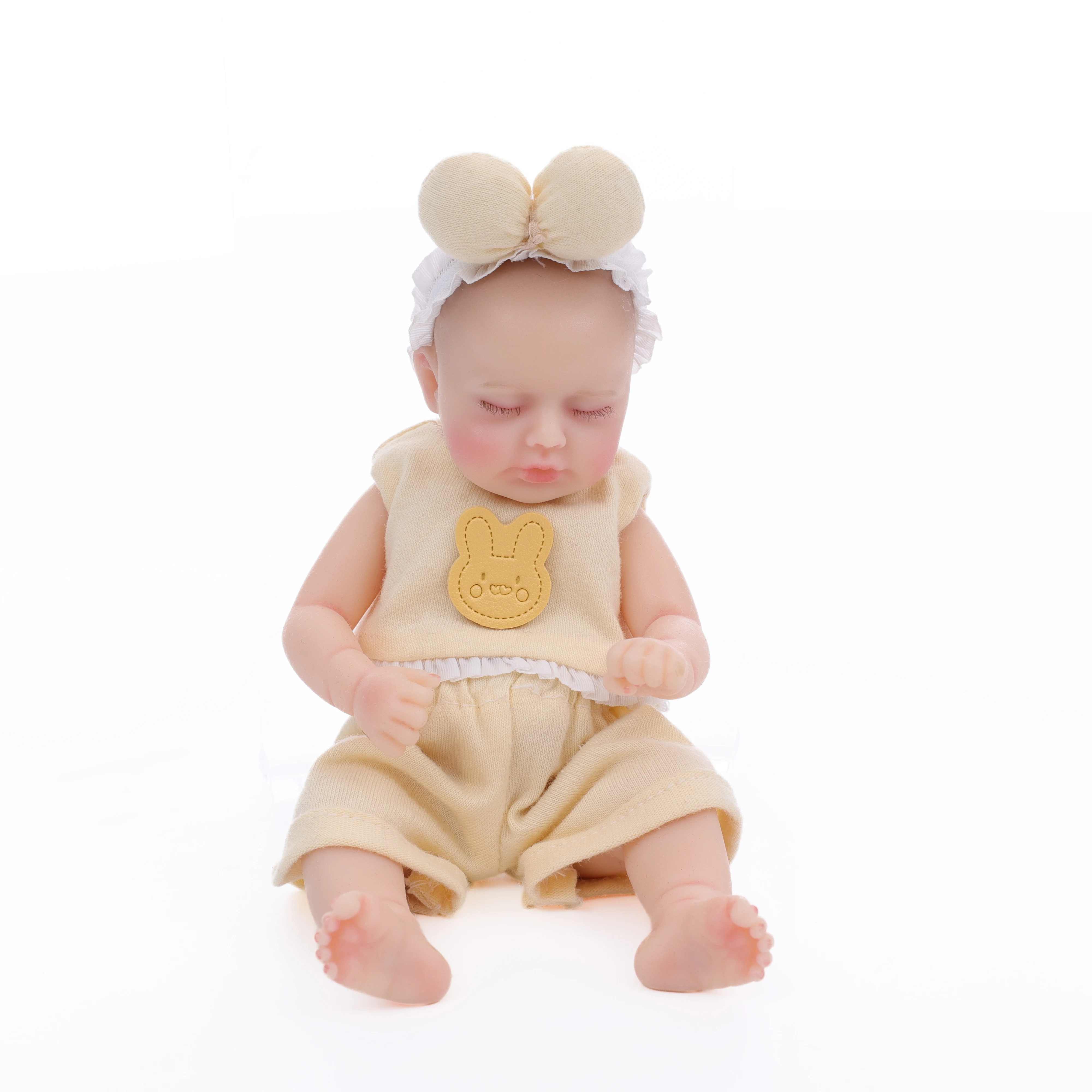 Cloveray 8-Zoll-Ganzkörper-weiches Silikon, realistische wiedergeborene Babypuppe, niedliche solide Silikonpuppe, handgefertigt, hochwertiges Spielzeug, Kindergeschenk