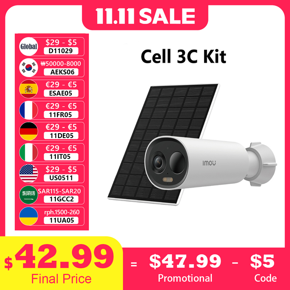  IMOU Cell 3C with Solar Panel Set 2K WiFi Camera 5000mAh Battery Wireless IP66 Smart Color Night Vision Home Security Camera 