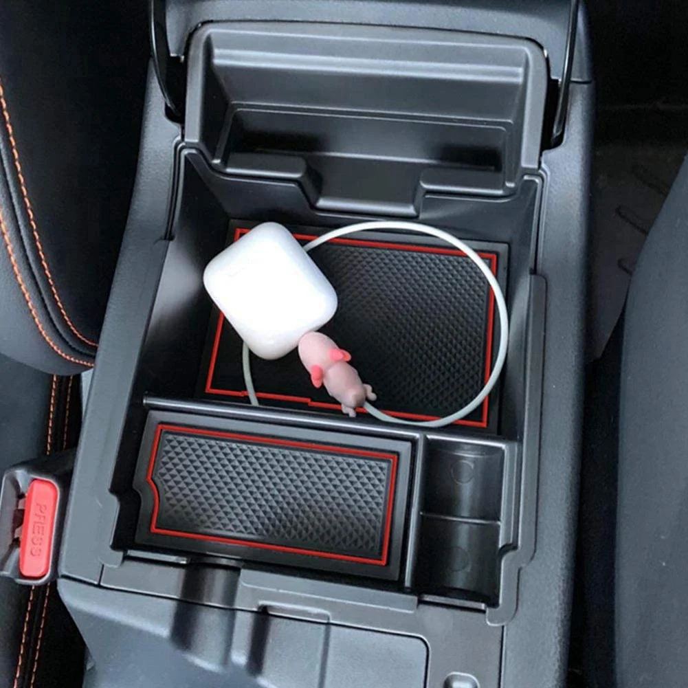 Center Console Organizer Tray for Subaru Crosstrek Impreza 2017-2022 Armrest Secondary Storage Box Accessories, Red