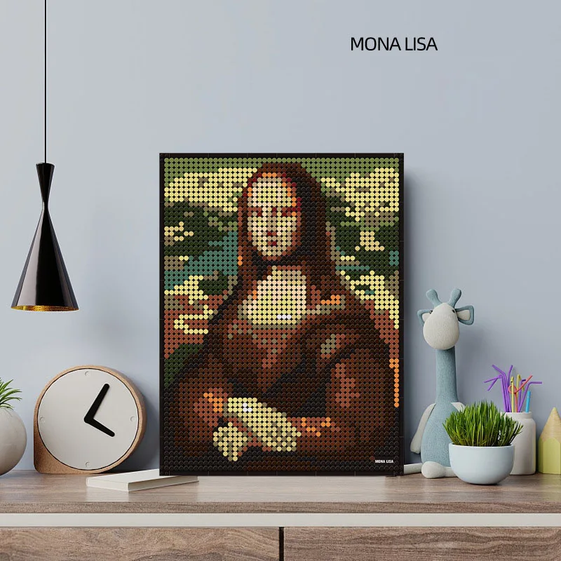 World Famous Paintings Building Block Het Meisje Met De Parel Mona Lisa Starry Night Brick Pixel Art Toys Collection For Gifts