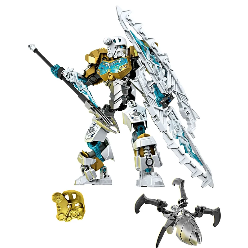 Gouden Masker Bionicle Ice Master Bouwstenen Beschermer Kopaka Anime Actionfiguren Soldaat Robot Steentjes Speelgoed voor Jongens Cadeaus