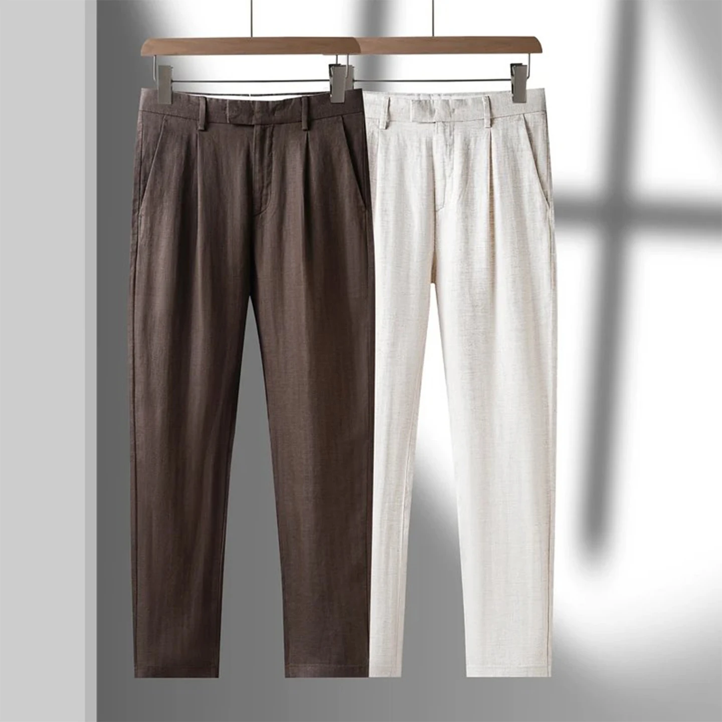 

Spring and Summer New Style Lyocell Linen Casual Pants for Men, Business Gentleman Style Straight-Leg Casual Pants, Large Size Loose Long Pants for Men