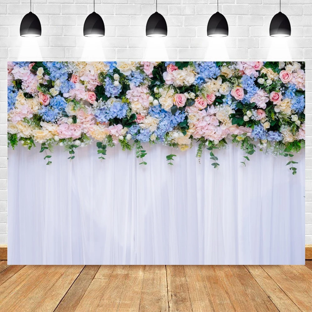 Wedding Scene Floral Flower Wall Backdrop for Photography Bridal Shower Engaged Ceremony Party Background Photo Studio Props