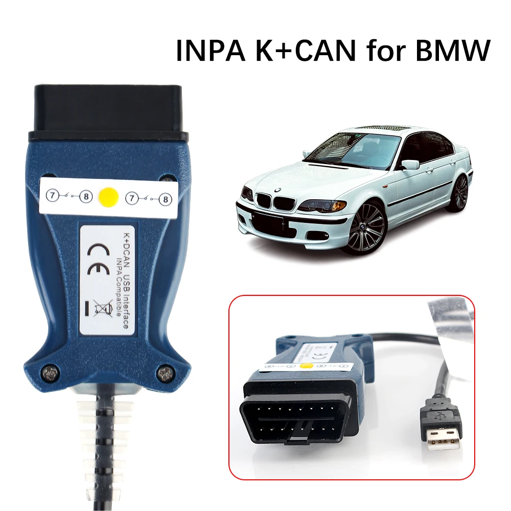 FTDI FT232 Chip K+CAN Car Diagnostic Tools for BMW E Chassis E46 E60 E87 MINI R50 OBD2 Scanner with Switch INPA Cable