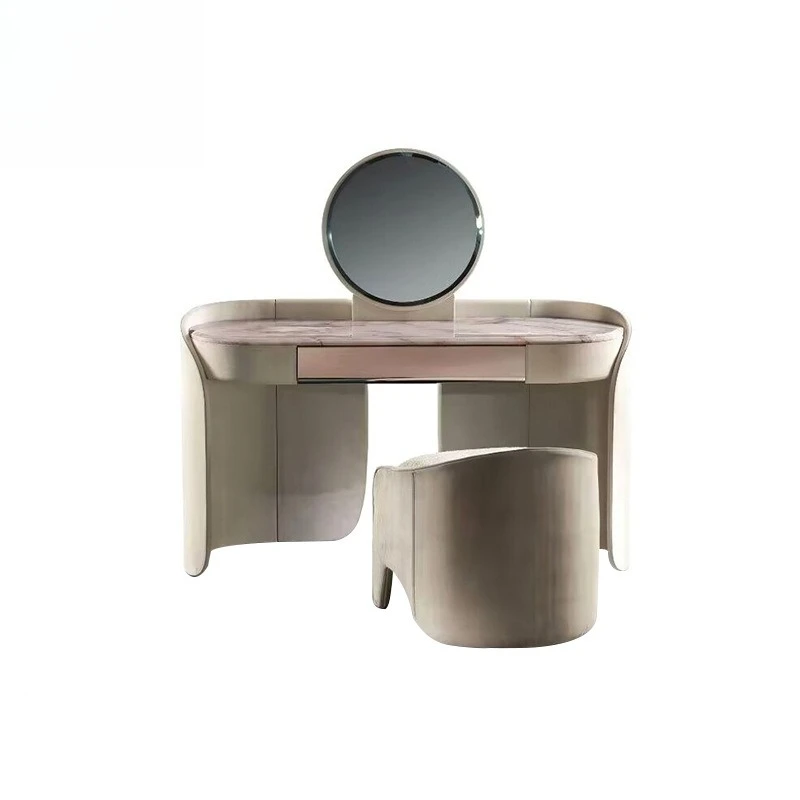 

Light luxury creative marble dresser villa bedroom solid wood mirror makeup table