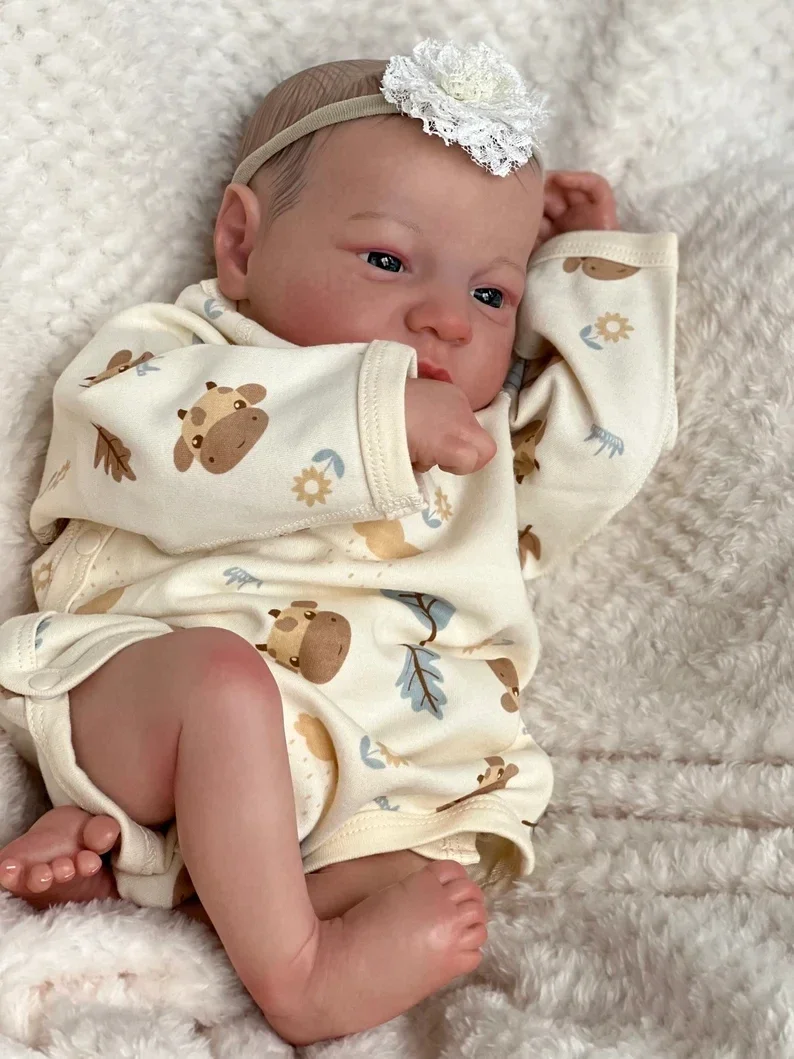 19inch Baby Reborn Doll Levi Awake Lifelike Soft Touch Cuddly Baby Multiple Layers Painting 3D Skin with VisibleVeins Kids Toy