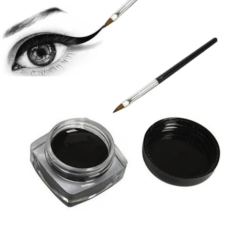 Black Eyeliner Cream Waterproof Beauty Cosmetics Long Lasting Eyeliner Gel Eyeshadow Makeup Tools With Brush Set Eye Liner