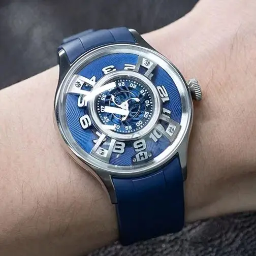 OBLVLO Men Automatic Watch 42mm Mechanical Wristwatch Luminous Waterproof Sapphire Mirror Rotatable UFO Hour Dial Miyota Mov