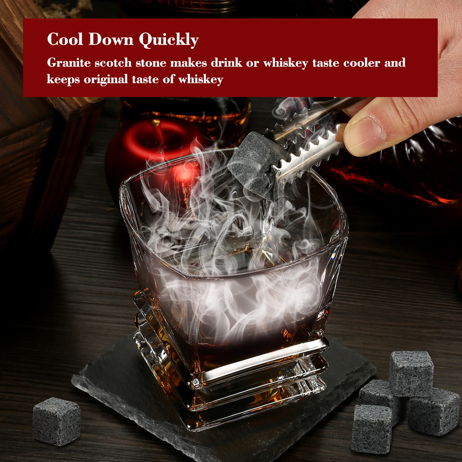 Cocktail Smoker Kit With Torch 4 Wood Chips Whiskey Stones Spoon Ice Tong Smoker Accessories Without Butane For Bartender