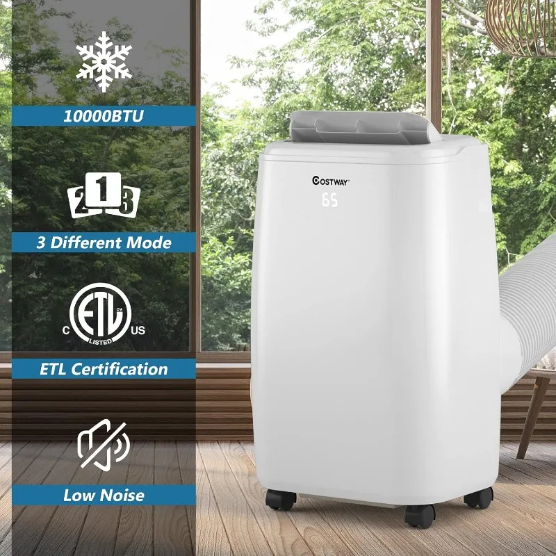 COSTWAY 1,0000 BTU Portable Air Conditioner,Cooling for Space up to 350 sq. ft with3 Modes,Multifunctional AC with RemoteControl