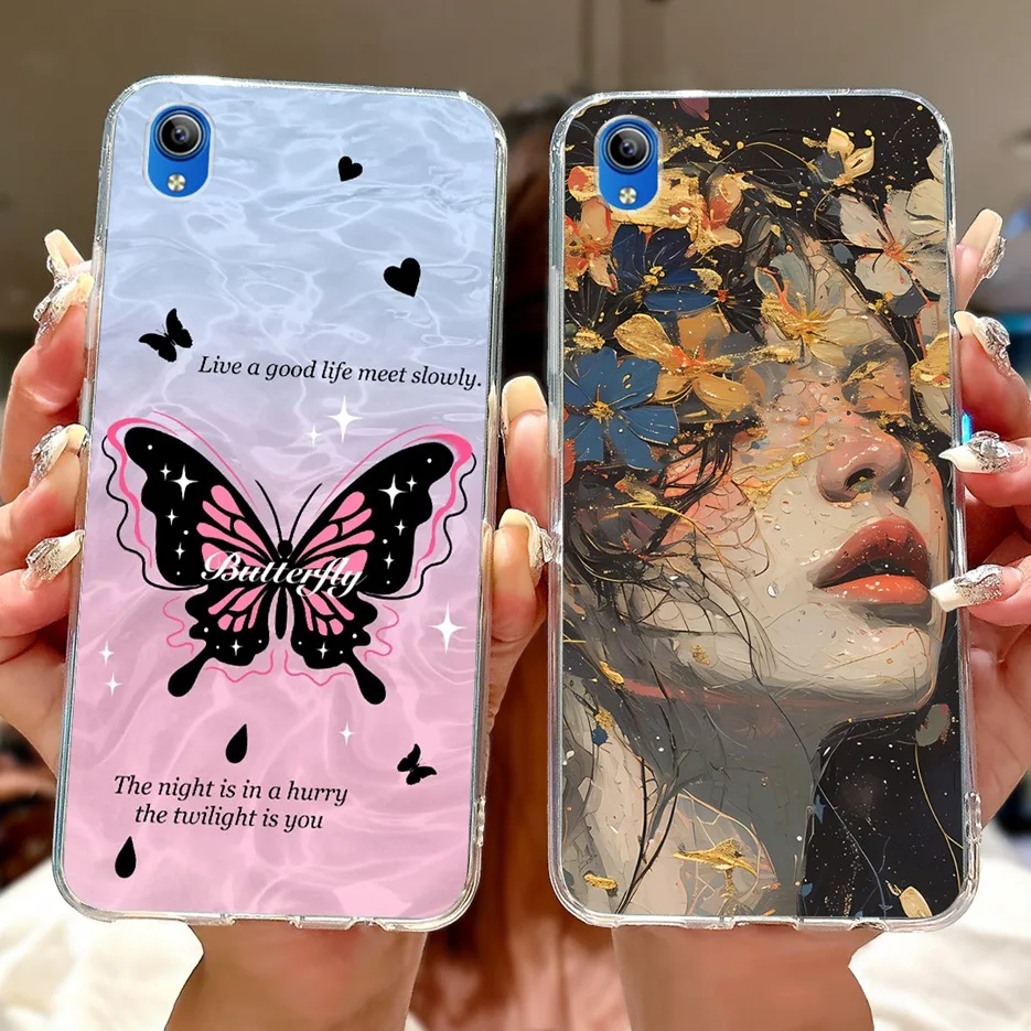 ل Vivo Y91C 2020 حافظة Vivo Y1s 1929 لطيف القط الأسد رسمت غطاء لينة سليم جراب هاتف ل Vivo Y90 Y 90 1908 1823 VivoY1s Shell