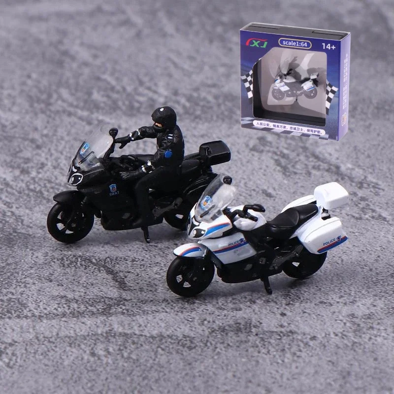 1/64 Miniature Alloy Motorcycle Model Public Security Special Police Furniture For Display Kid Birthday Gift