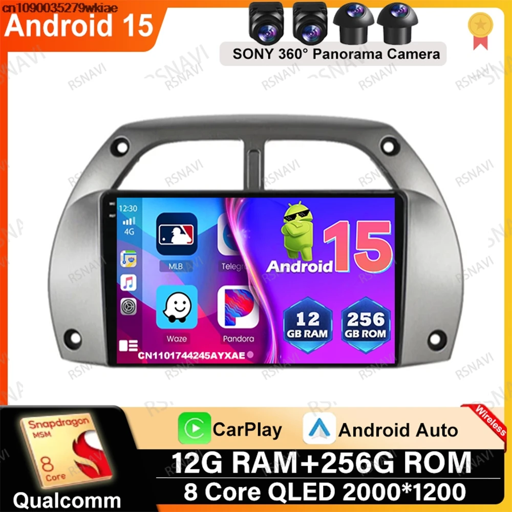 Android 15 For Toyota RAV4 Rav 4 2001 2002 2003 - 2006 8 Core WIFI+ 4G LTE Systems Viedo Player AUTO Multimedia Wireless DVD BT