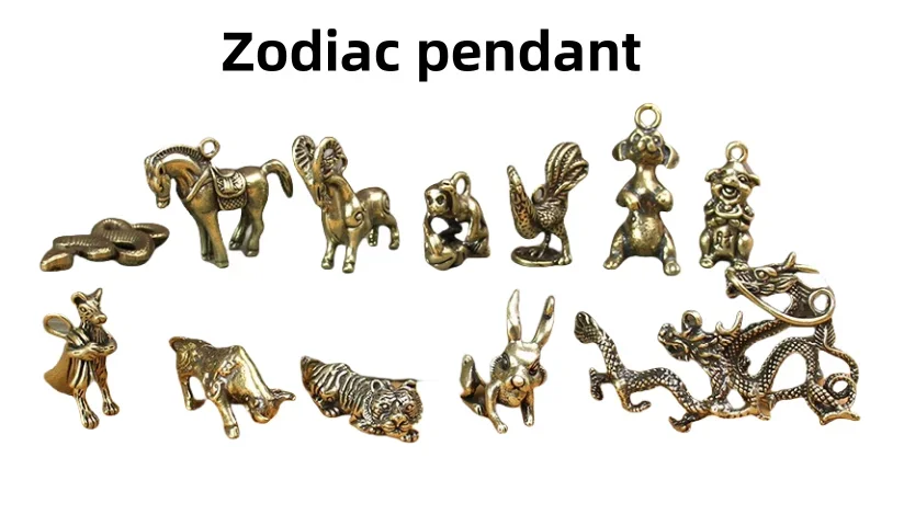 

Brass Twelve Zodiac Statues Home Decoration Ornaments Copper Animal Miniature Statues Bring Wealth Office Desk Decoration Crafts