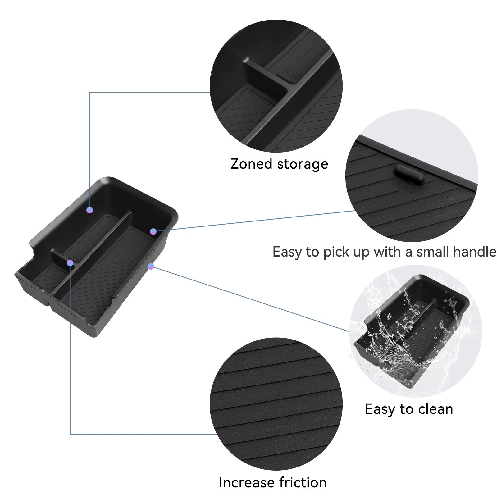 

for MG 4 MG4 2025 Central Armrest Storage Box ABS Black Stowing Tidying Car Tray Organizer Accessories