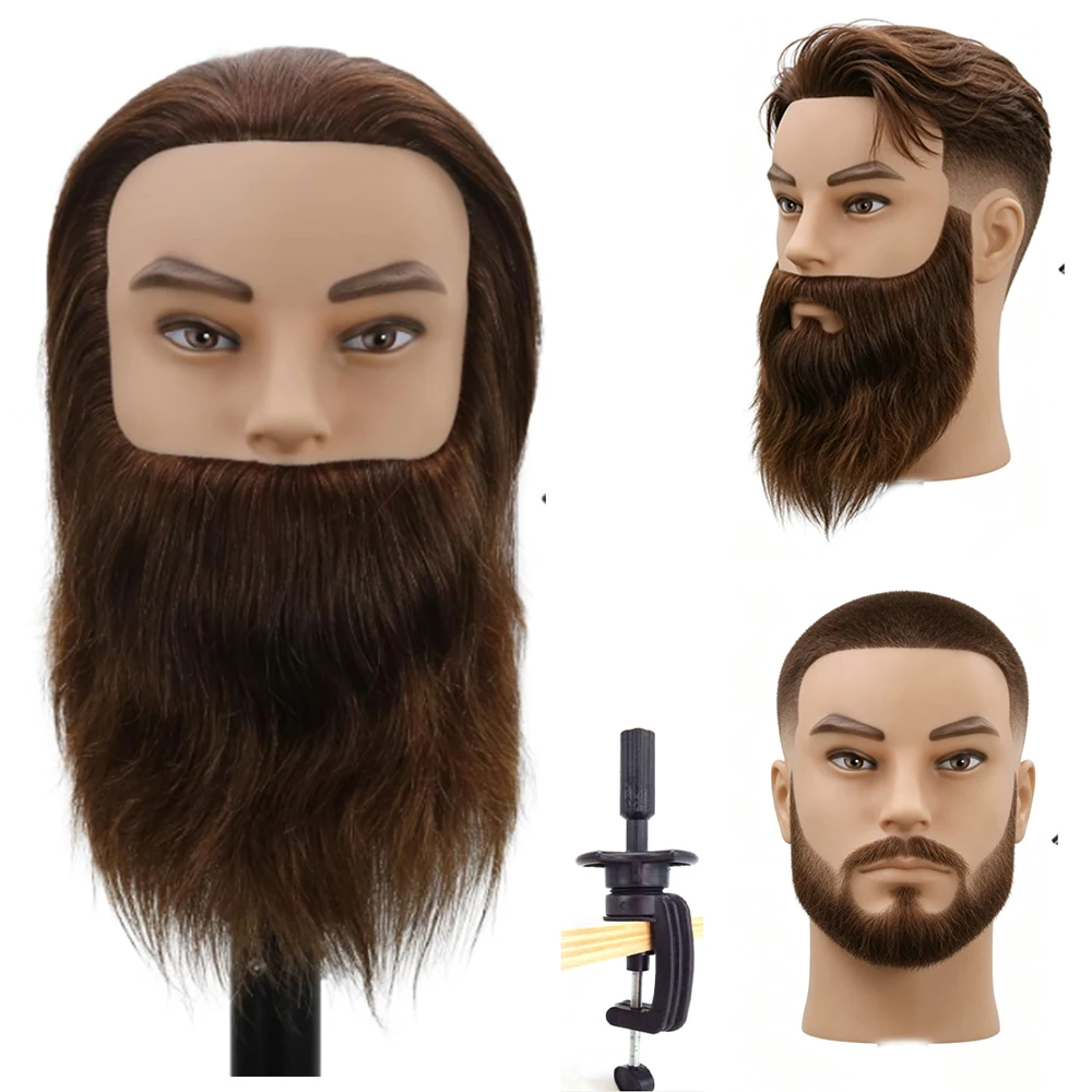 12”Blonde Male Mannequin Head With 100% Human Hair for Barber Hairdresser Practice Cutting Styling Cosmetology Training Head