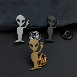 Cartoon alien gold-plated badge, men's suit brooch, black lapel pin, clothing accessories set, boyfriend gift