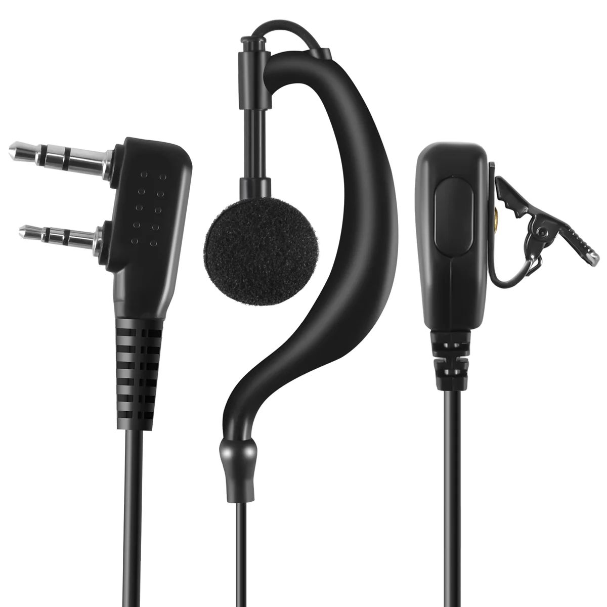 2Pin G Shape Earpiece PTT MIC Ear Hook Headset for Kenwood Puxing Wouxun BaoFeng Radio