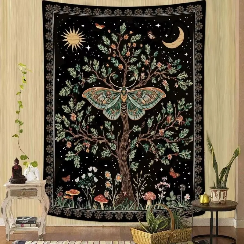 Tree of Life Butterfly Flower Tapestry Bohemian Style Tapestry Wall Hanging Decor Suitable For Bedroom House Dorm Decor